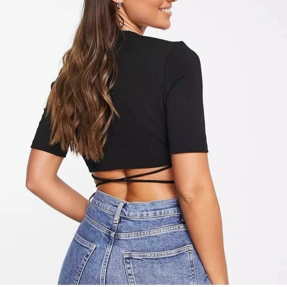 & Other Stories Black Wrap Crop Top size Medium - Picture 4 of 13